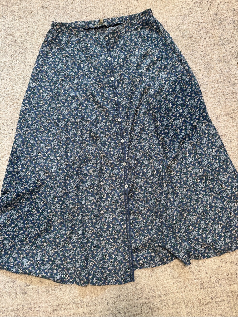 MaxStudio Blue Floral Button-Front Midi Skirt
